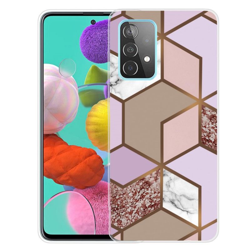 Hülle Samsung Galaxy A32 5G Schwarz Geometrischer Marmor