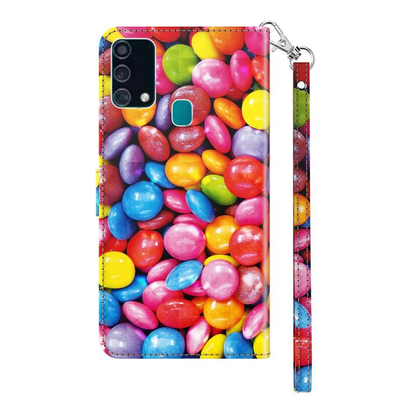 Lederhüllen Für Samsung Galaxy A32 5G Bonbon Mit Lichtband Und Riemen