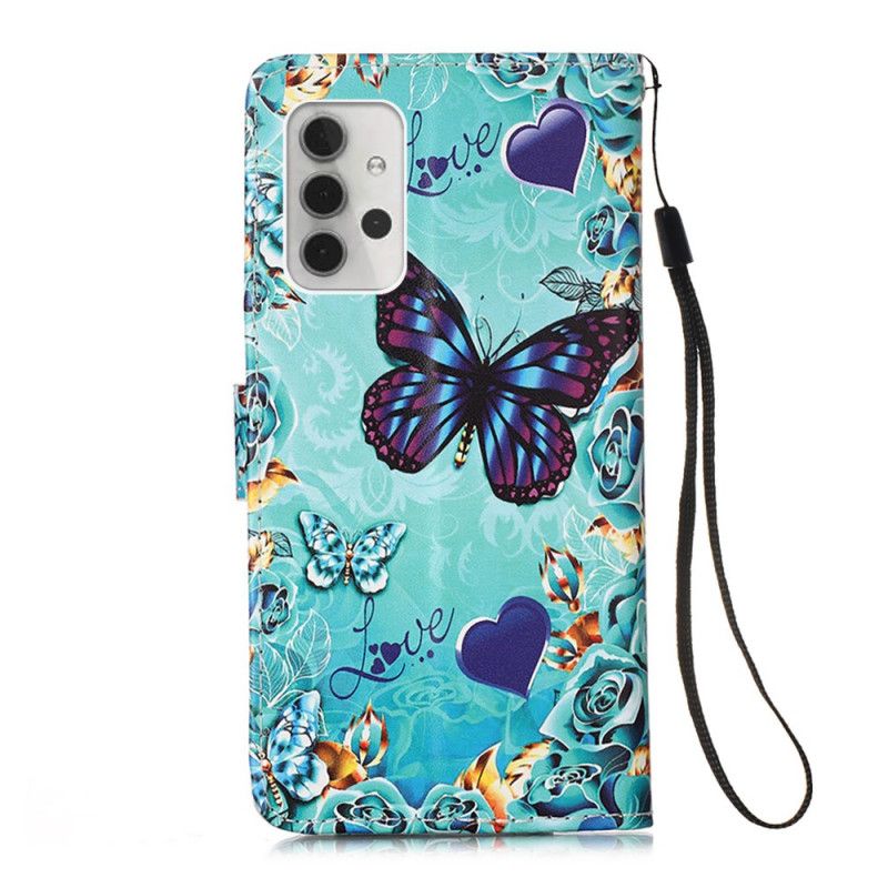 Lederhüllen Für Samsung Galaxy A32 5G Goldene Schmetterlinge