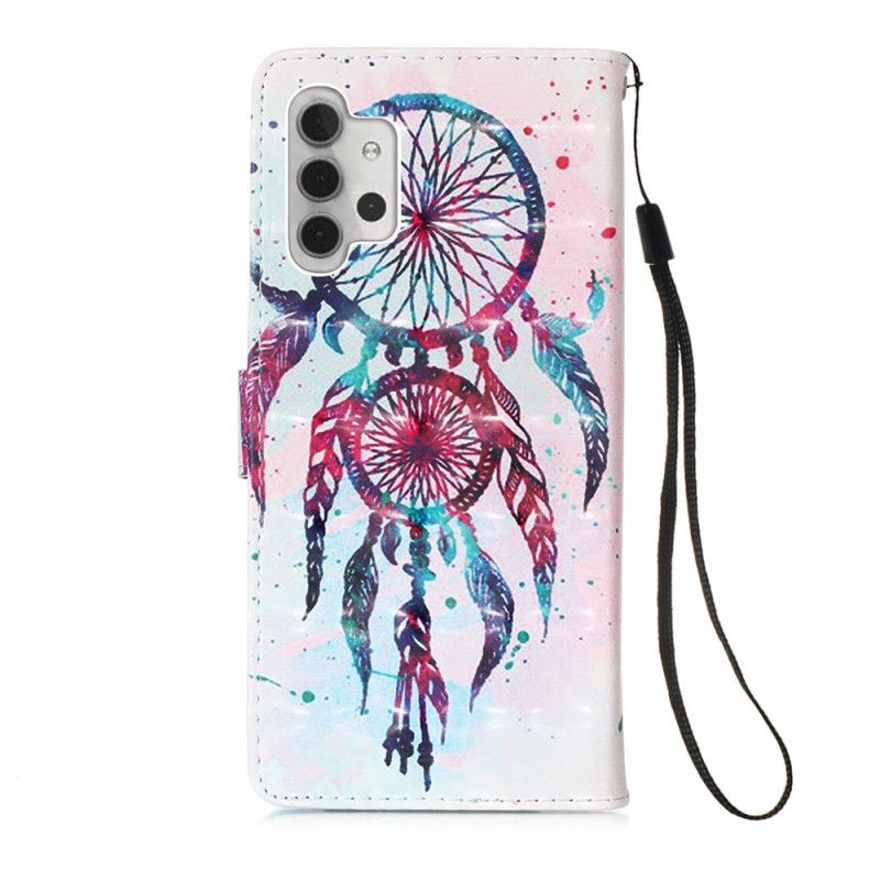 Lederhüllen Für Samsung Galaxy A32 5G Rot Aquarell-Traumfänger