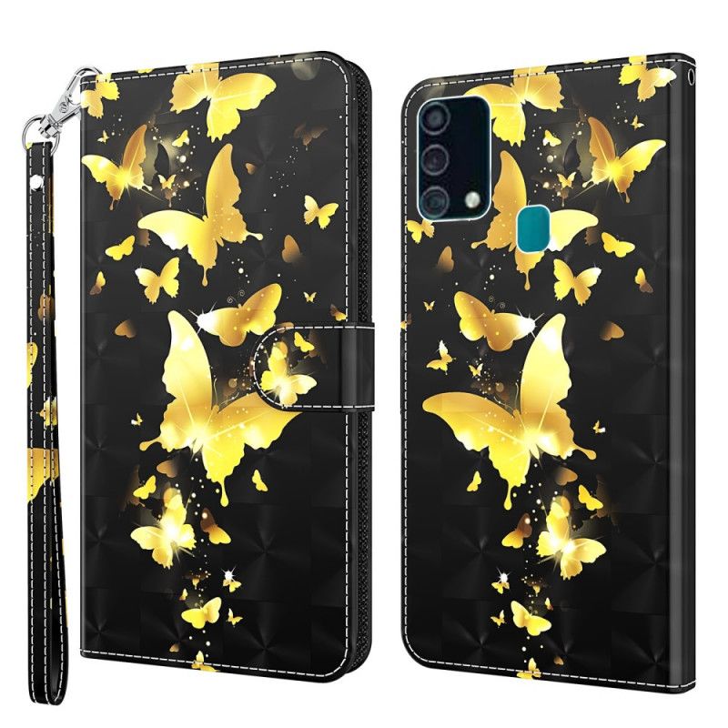 Lederhüllen Samsung Galaxy A32 5G Gelbe Schmetterlinge