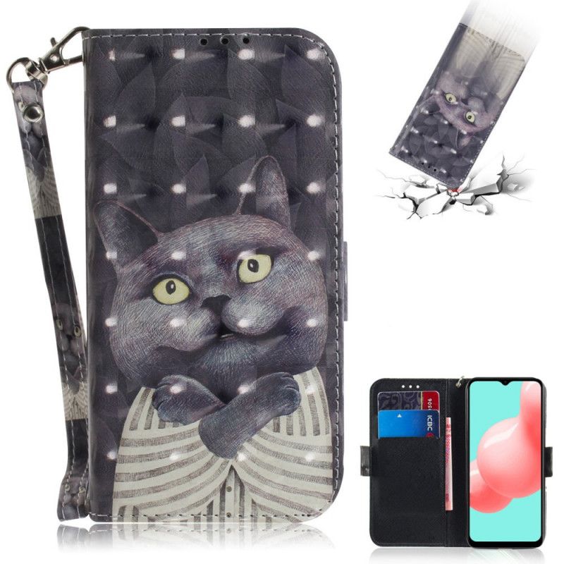 Lederhüllen Samsung Galaxy A32 5G Graue Katze Mit Tanga