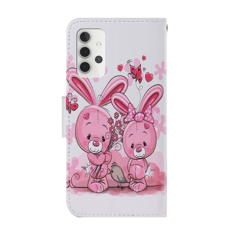 Lederhüllen Samsung Galaxy A32 5G Handyhülle Kaninchen