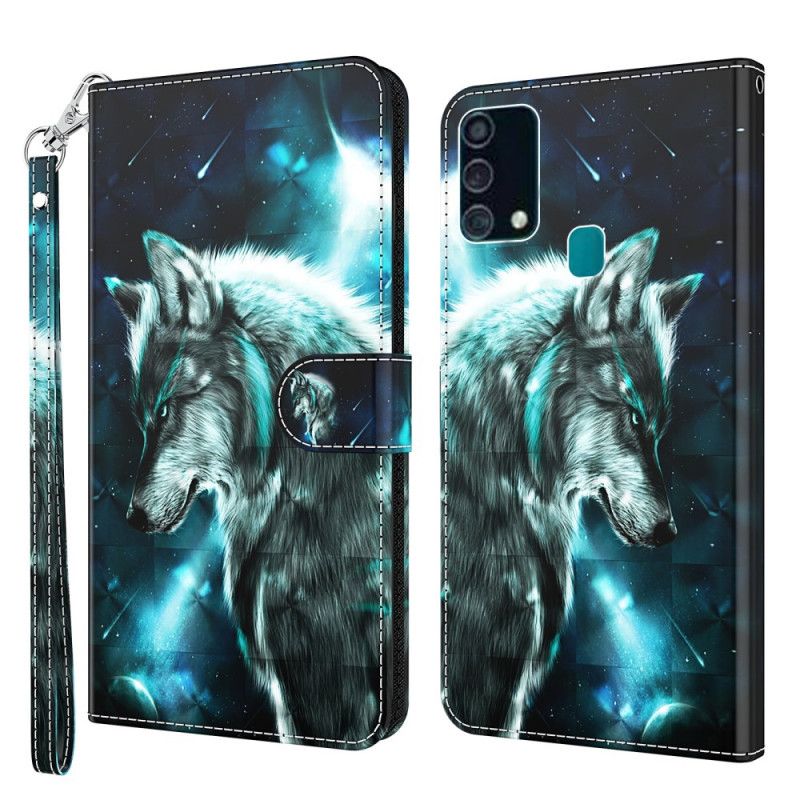 Lederhüllen Samsung Galaxy A32 5G Majestätischer Wolfslichtfleck