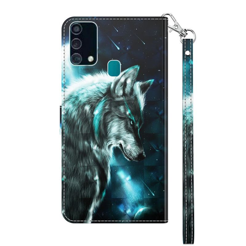 Lederhüllen Samsung Galaxy A32 5G Majestätischer Wolfslichtfleck
