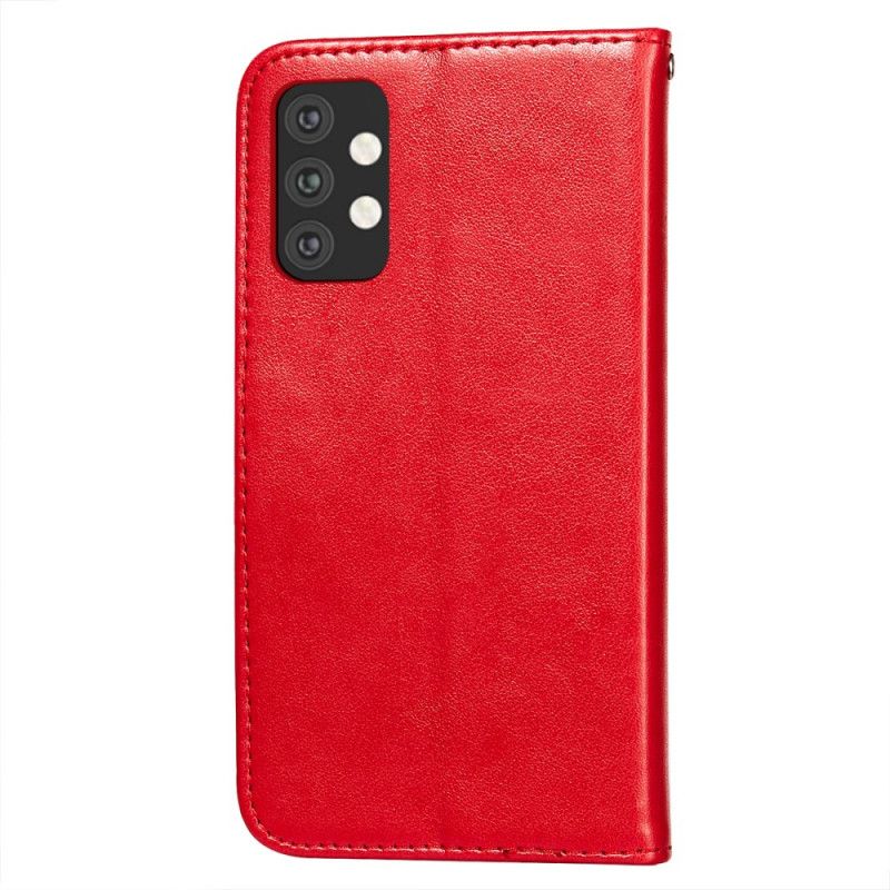 Lederhüllen Samsung Galaxy A32 5G Rot Blumenstickerei