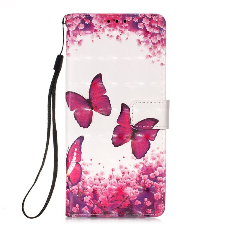 Lederhüllen Samsung Galaxy A32 5G Rote Schmetterlinge