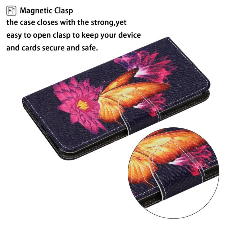 Lederhüllen Samsung Galaxy A32 5G Schmetterling Und Lotus