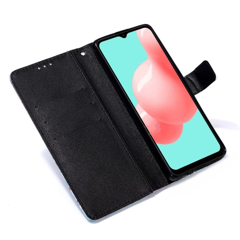 Lederhüllen Samsung Galaxy A32 5G Schwarz Blühender Schädel