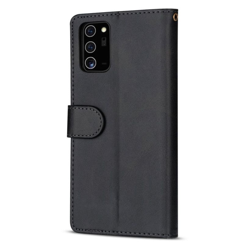 Lederhüllen Samsung Galaxy A32 5G Schwarz Handyhülle Geldbörse Mit Riemen