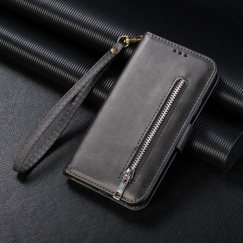 Lederhüllen Samsung Galaxy A32 5G Schwarz Handyhülle Geldbörse Mit Riemen