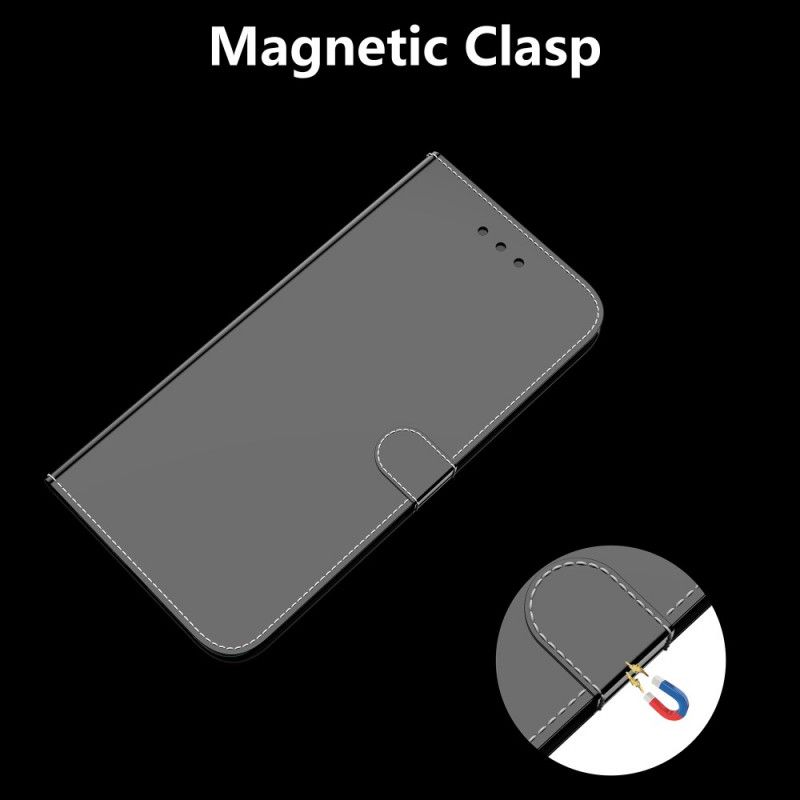Lederhüllen Samsung Galaxy A32 5G Schwarz Spiegelbezug Aus Kunstleder