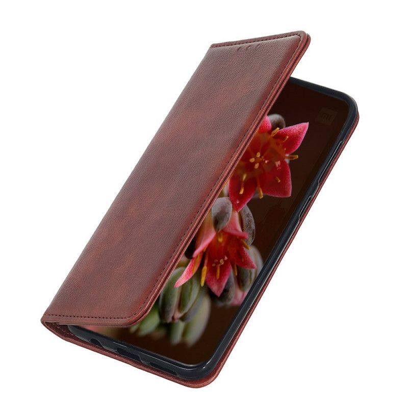 Flip Case Huawei Mate 30 Lite Schwarz Litschi-Spaltleder