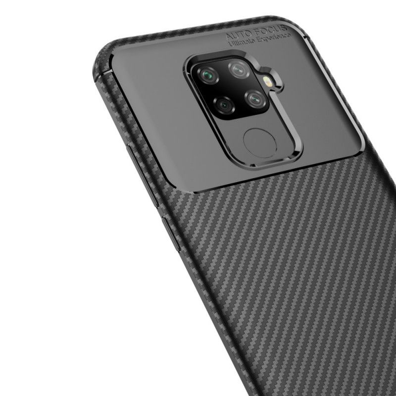 Hülle Huawei Mate 30 Lite Schwarz Flexible Kohlefasertextur