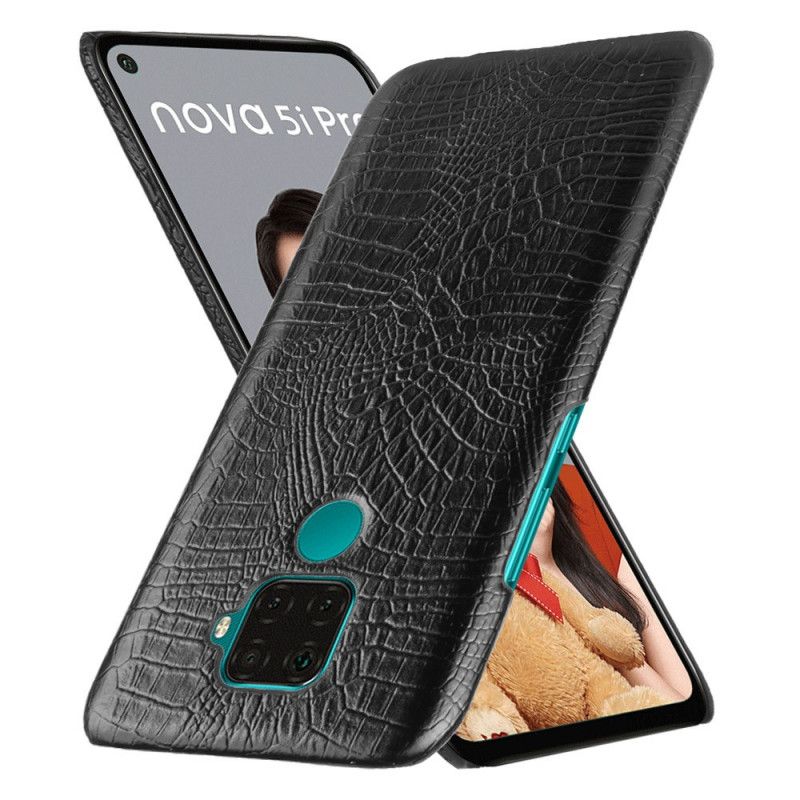 Hülle Huawei Mate 30 Lite Schwarz Handyhülle Krokodillederstil