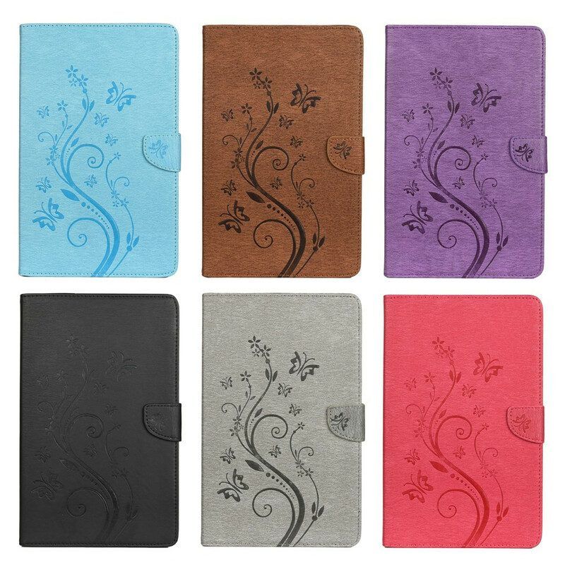 Flip Case Für Samsung Galaxy Tab S8 / Tab S7 Blumenschmetterlinge