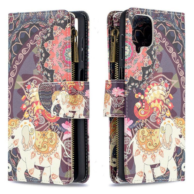 Flip Case Für Samsung Galaxy M12 / A12 Elefanten-reißverschlusstasche