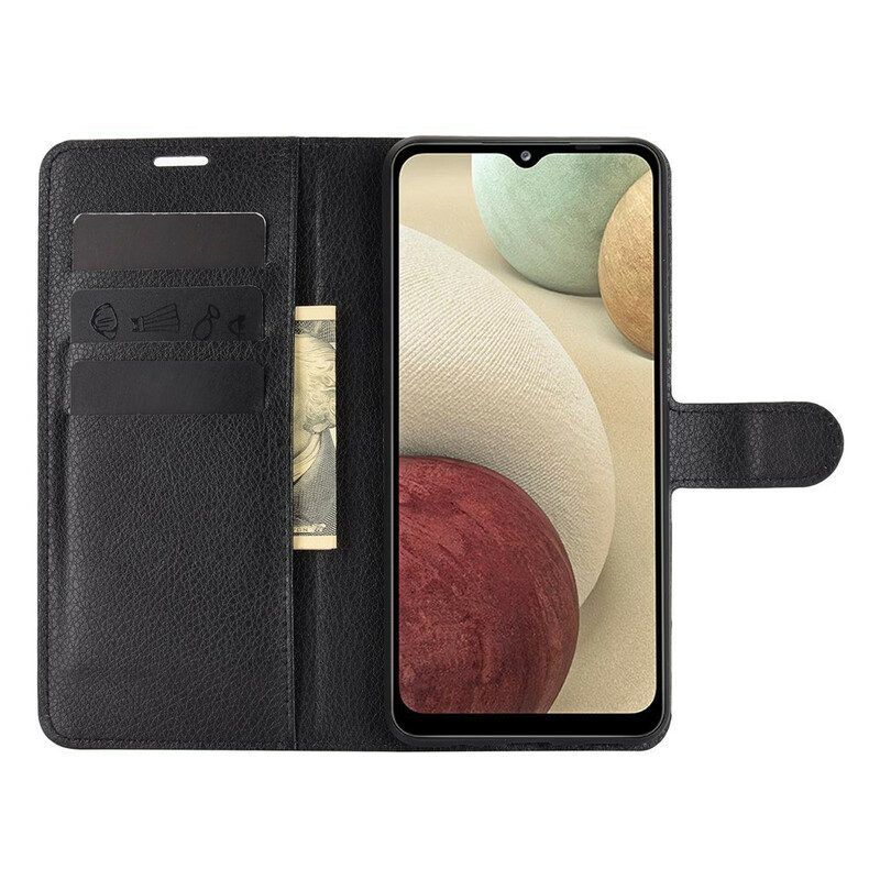 Flip Case Für Samsung Galaxy M12 / A12 Klassisches Lychee-kunstleder