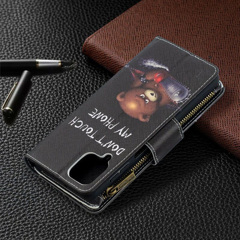Flip Case Für Samsung Galaxy M12 / A12 Taschenbär Mit Reißverschluss