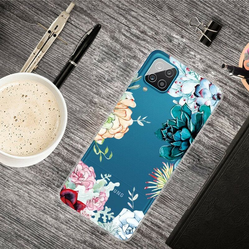 Handyhülle Für Samsung Galaxy M12 / A12 Nahtlose Aquarellblumen
