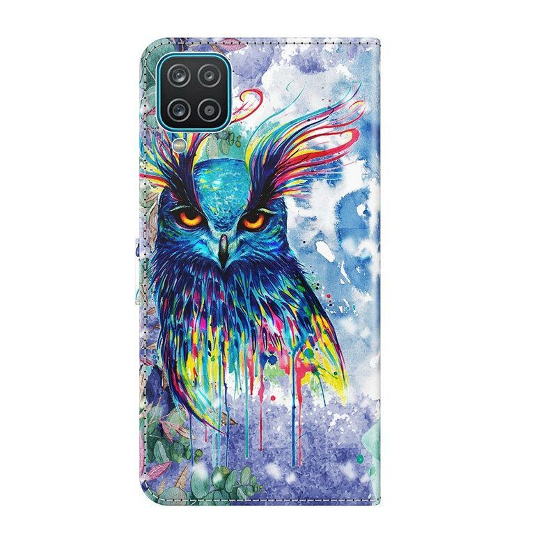 Lederhüllen Für Samsung Galaxy M12 / A12 Aquarellvogel