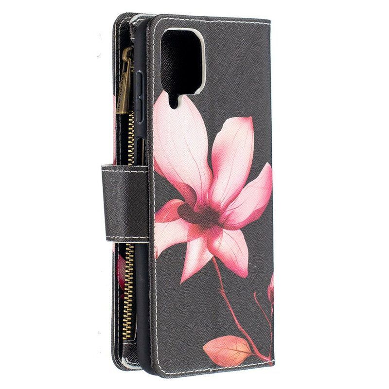 Lederhüllen Für Samsung Galaxy M12 / A12 Blumentasche Mit Reißverschluss
