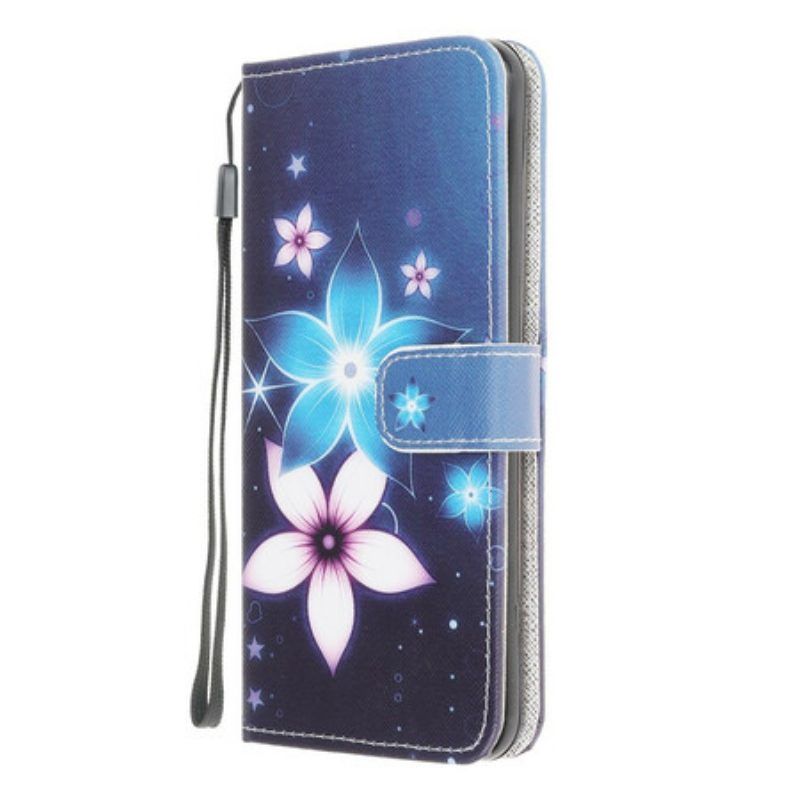 Lederhüllen Für Samsung Galaxy M12 / A12 Mit Kordel Mondriemenblumen
