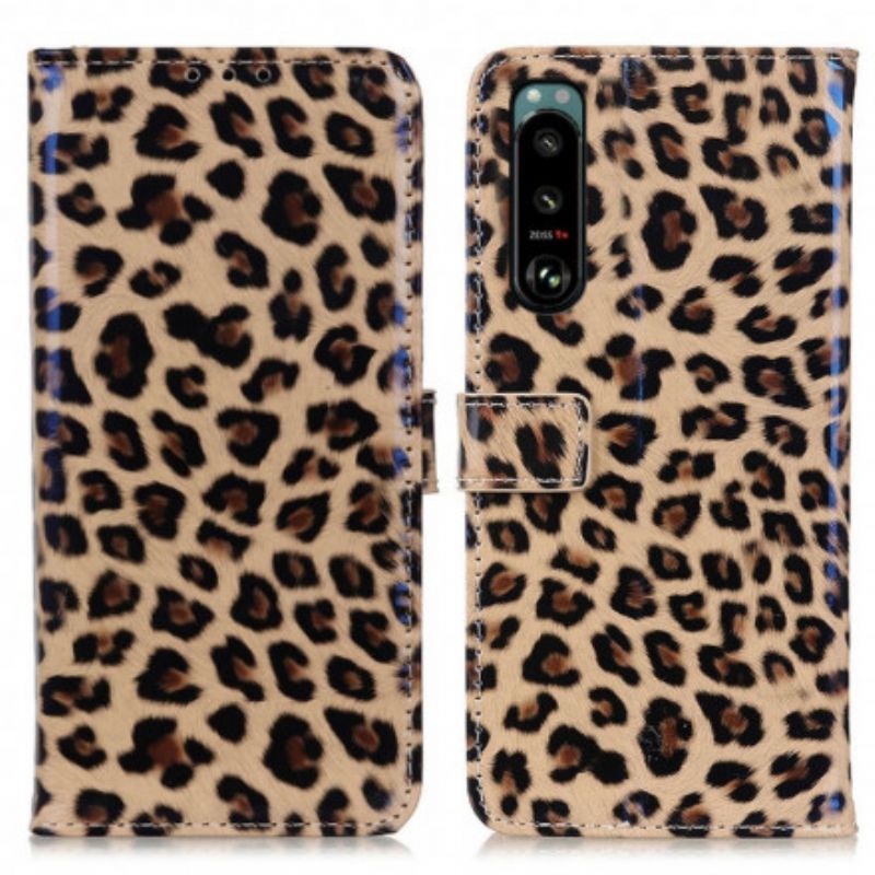 Lederhüllen Sony Xperia 5 Iii Handyhülle Einfacher Leopard