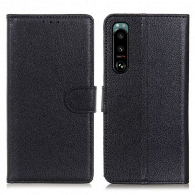 Lederhüllen Sony Xperia 5 Iii Handyhülle Litschi Traditionelles Kunstleder