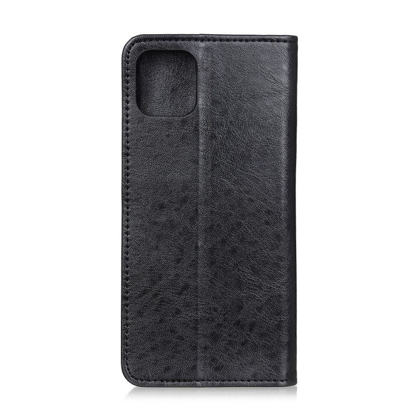 Flip Case Für iPhone 12 / 12 Pro Schwarz Elegantes Spaltleder