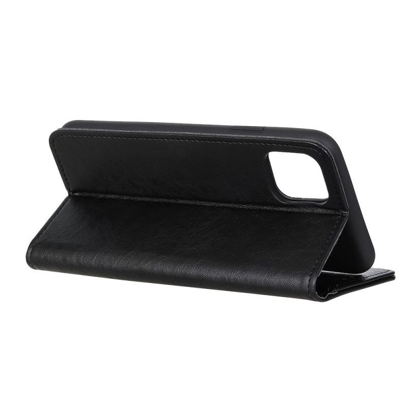 Flip Case Für iPhone 12 / 12 Pro Schwarz Elegantes Spaltleder