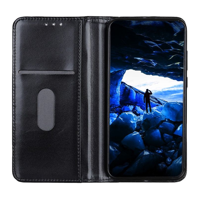 Flip Case Für iPhone 12 / 12 Pro Schwarz Gespaltenes Leder