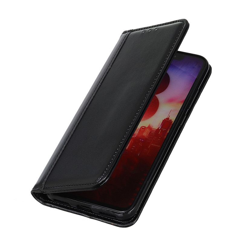 Flip Case Für iPhone 12 / 12 Pro Schwarz Gespaltenes Leder