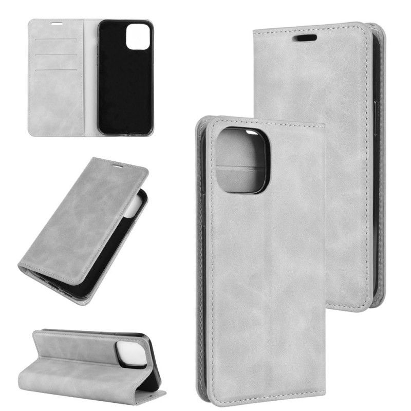 Flip Case Für iPhone 12 / 12 Pro Schwarz Weicher Ledereffekt