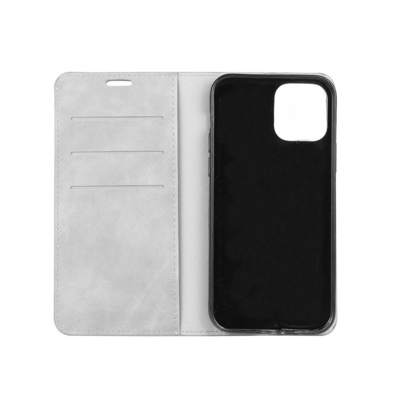 Flip Case Für iPhone 12 / 12 Pro Schwarz Weicher Ledereffekt