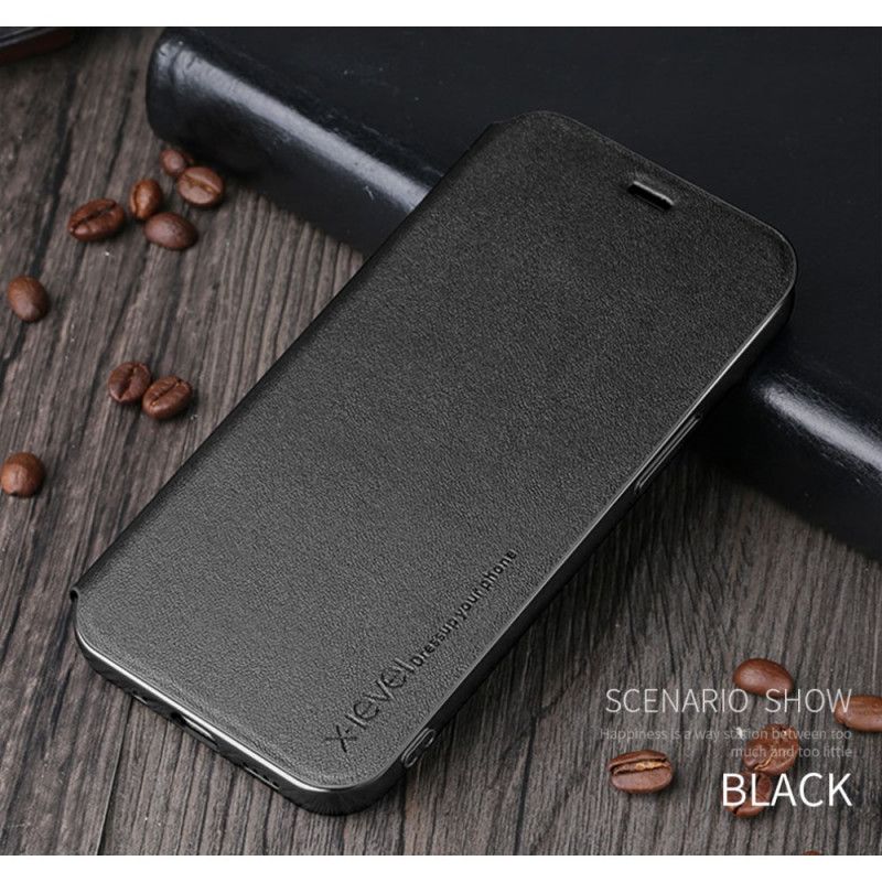 Flip Case Für iPhone 12 / 12 Pro Schwarz X-Level-Fib-Ii-Serie