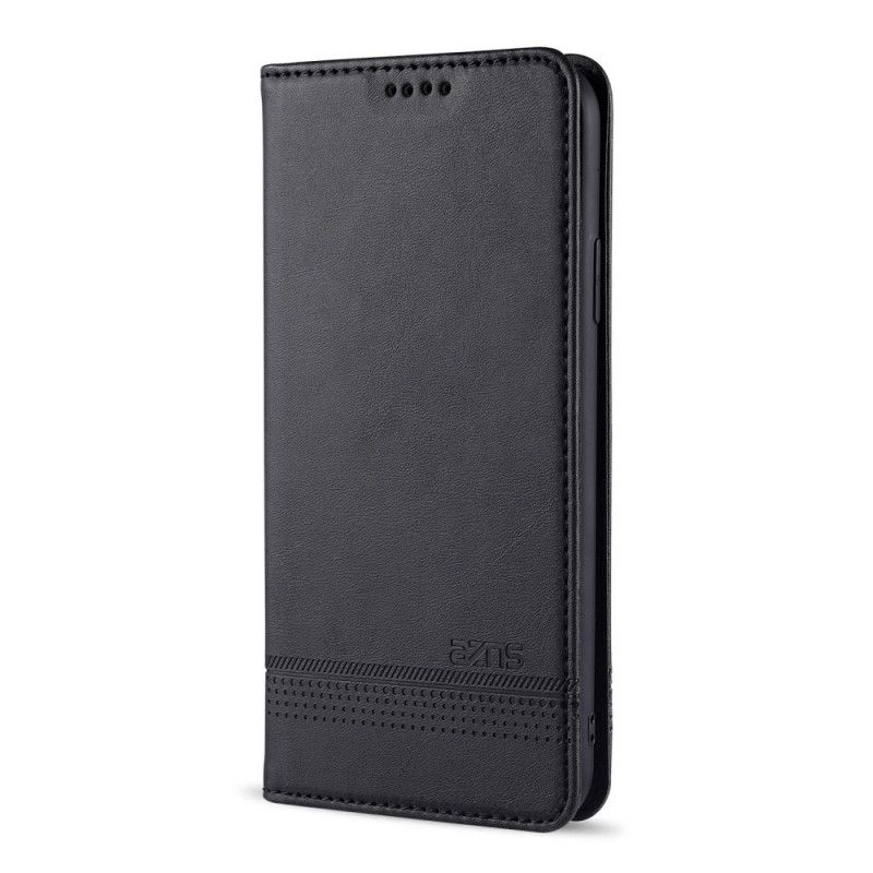 Flip Case iPhone 12 / 12 Pro Schwarz Azns Lederstil