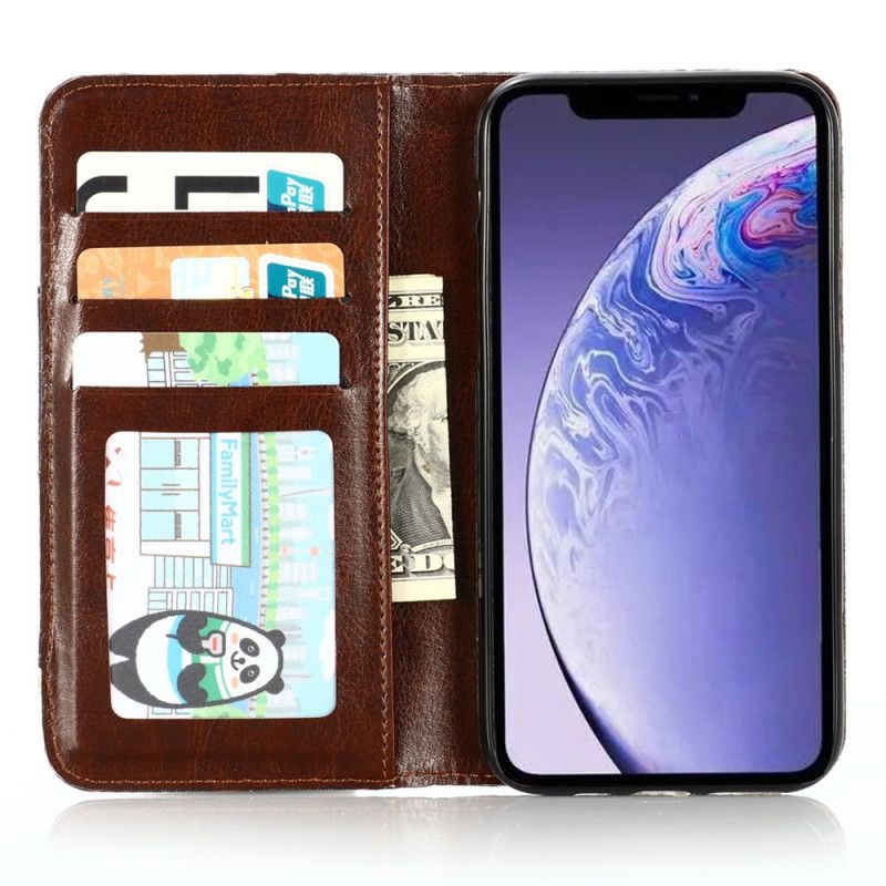 Flip Case iPhone 12 / 12 Pro Schwarz Kartenhalter Mit Jeanstasche Vorne