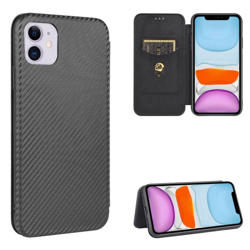 Flip Case iPhone 12 / 12 Pro Schwarz Kohlefaser