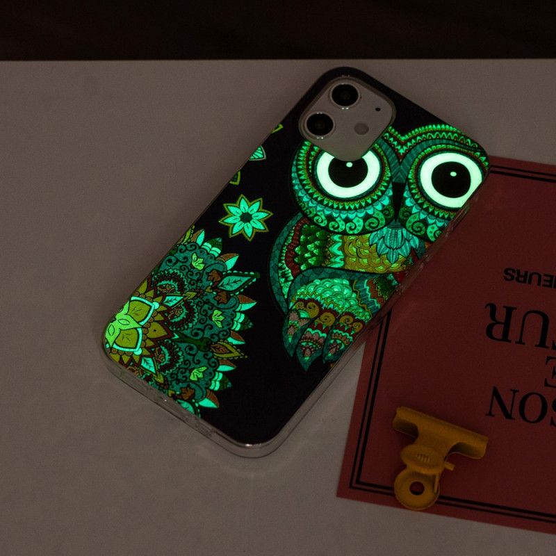 Hülle Für iPhone 12 / 12 Pro Fluoreszierende Mandala-Eule