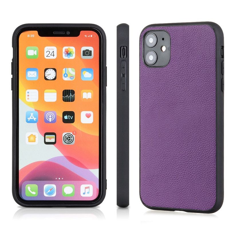 Hülle Für iPhone 12 / 12 Pro Schwarz Echtes Stilisiertes Leder