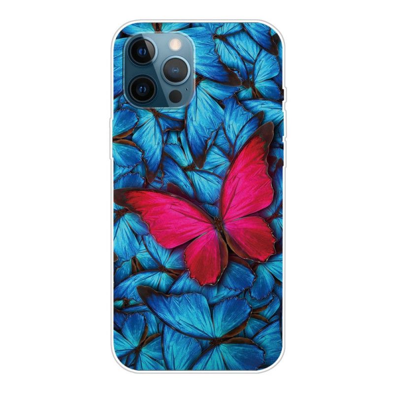 Hülle Für iPhone 12 / 12 Pro Schwarz Flexible Schmetterlinge