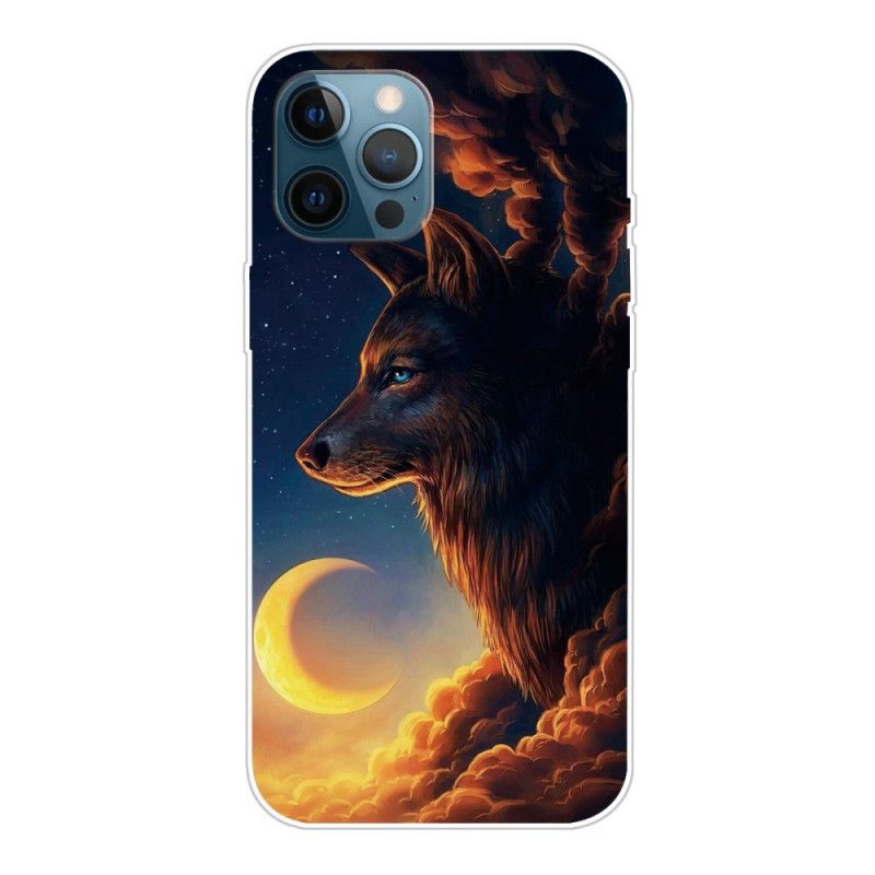 Hülle Für iPhone 12 / 12 Pro Schwarz Flexibler Wolf