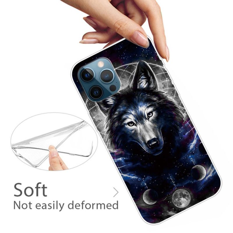 Hülle Für iPhone 12 / 12 Pro Schwarz Flexibler Wolf