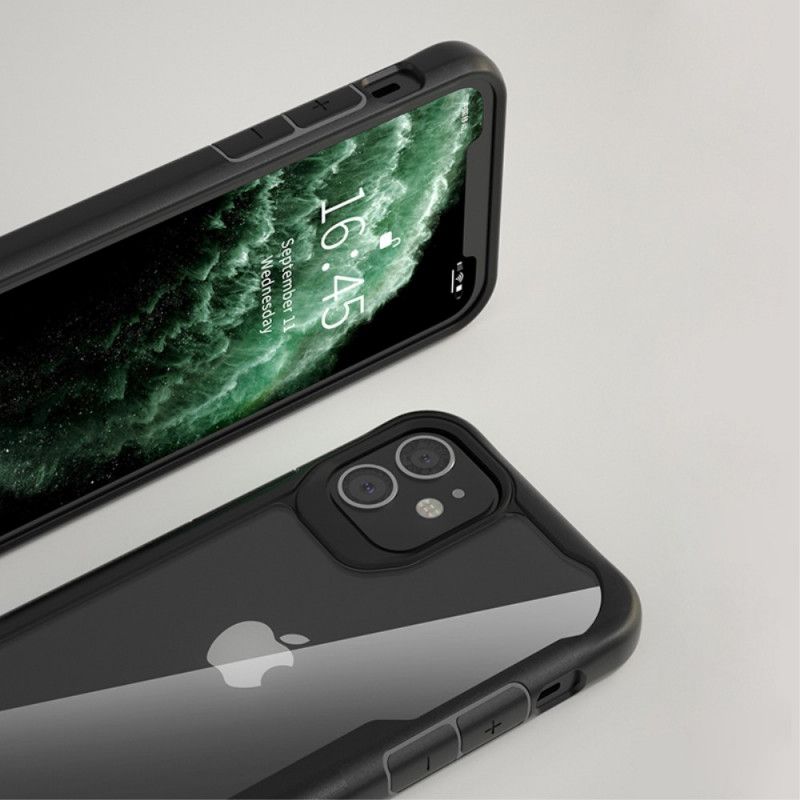 Hülle Für iPhone 12 / 12 Pro Schwarz Transparenter Hybrid Mit Silikonkanten