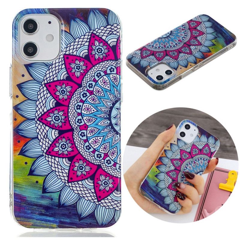 Hülle iPhone 12 / 12 Pro Handyhülle Fluoreszierendes Farbiges Mandala