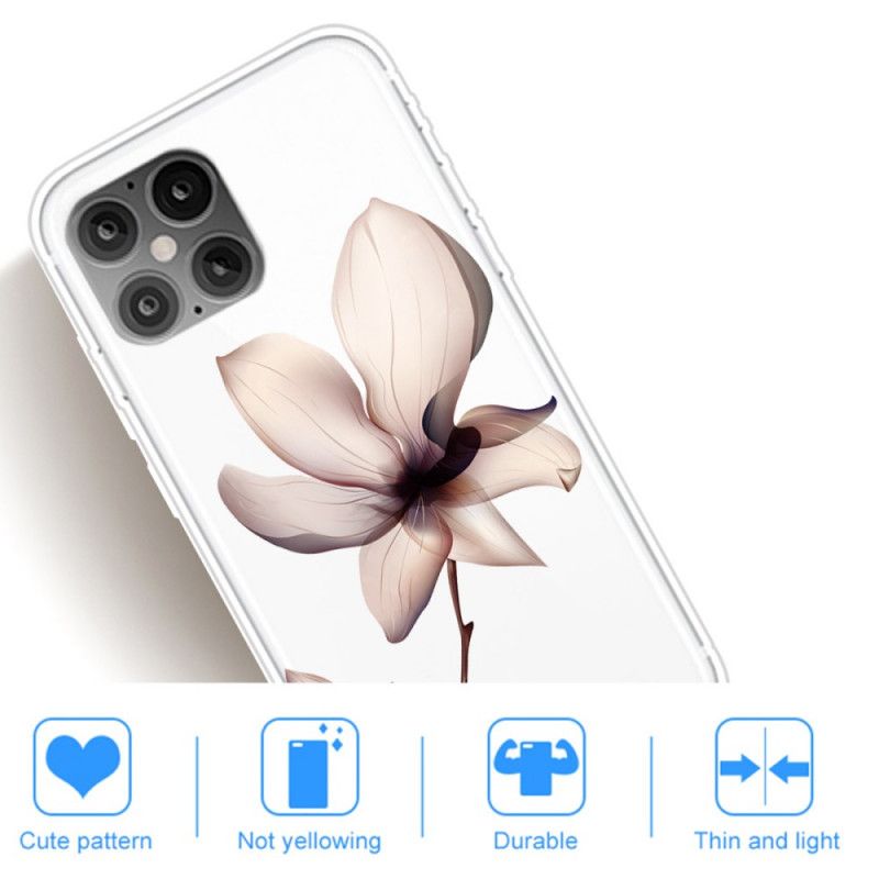 Hülle iPhone 12 / 12 Pro Magenta Premium Blumen