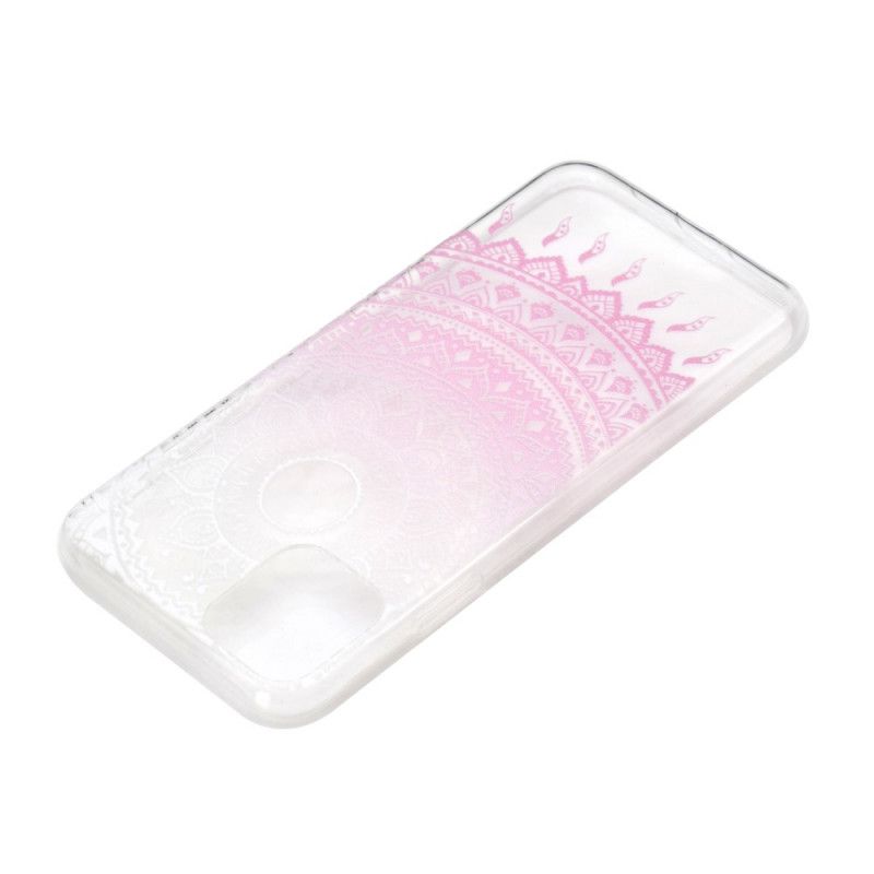 Hülle iPhone 12 / 12 Pro Pink Transparentes Buntes Mandala