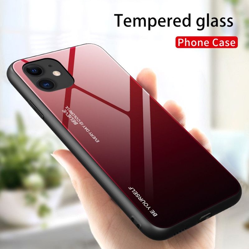 Hülle iPhone 12 / 12 Pro Rot Sei Du Selbst Gehärtetes Glas