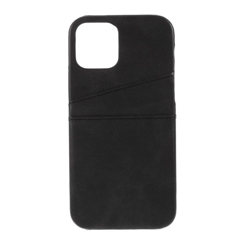 Hülle iPhone 12 / 12 Pro Schwarz Doppelter Kartenhalter